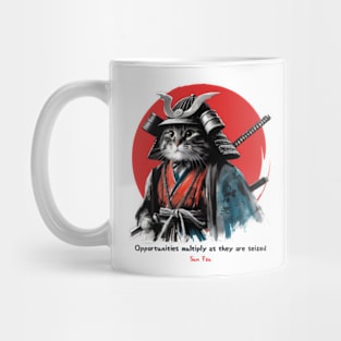 Cat Samurai with Sun Tzu Quote - Unique Warrior Kitty for Casual Wear - Perfect Gift for Cat Lovers and Strategists Mug